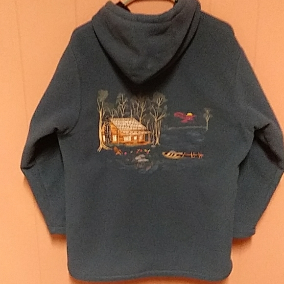 Northern Sun Embroidered Cabin on the Lake Hoodie - Picture 3 of 7